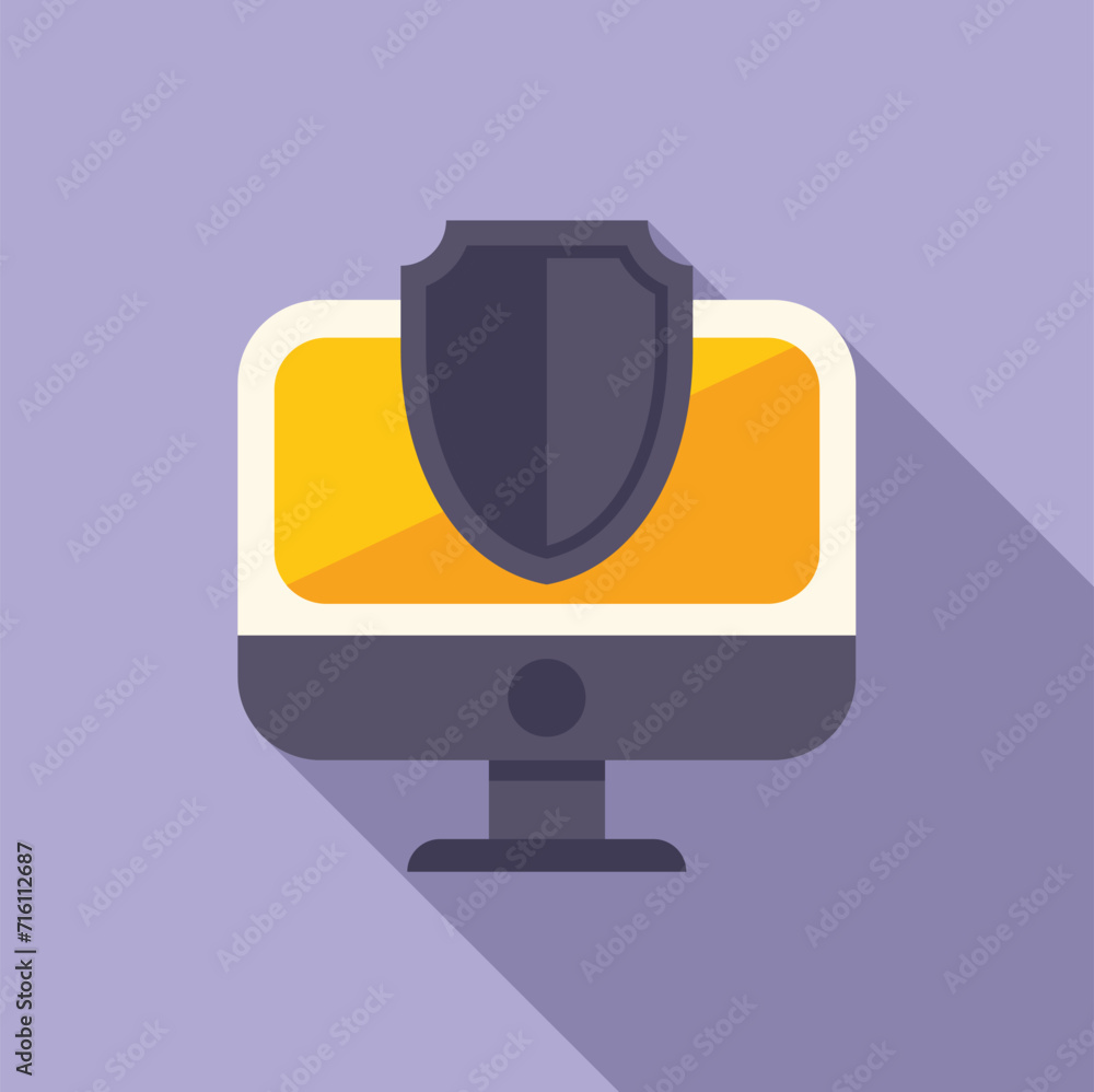 Aufkleber access process pc icon flat vector. monitor data. breach use private