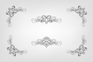 Classical Baroque Filigree Decoration Ornament Vintage Floral Border Style Antique Art Retro