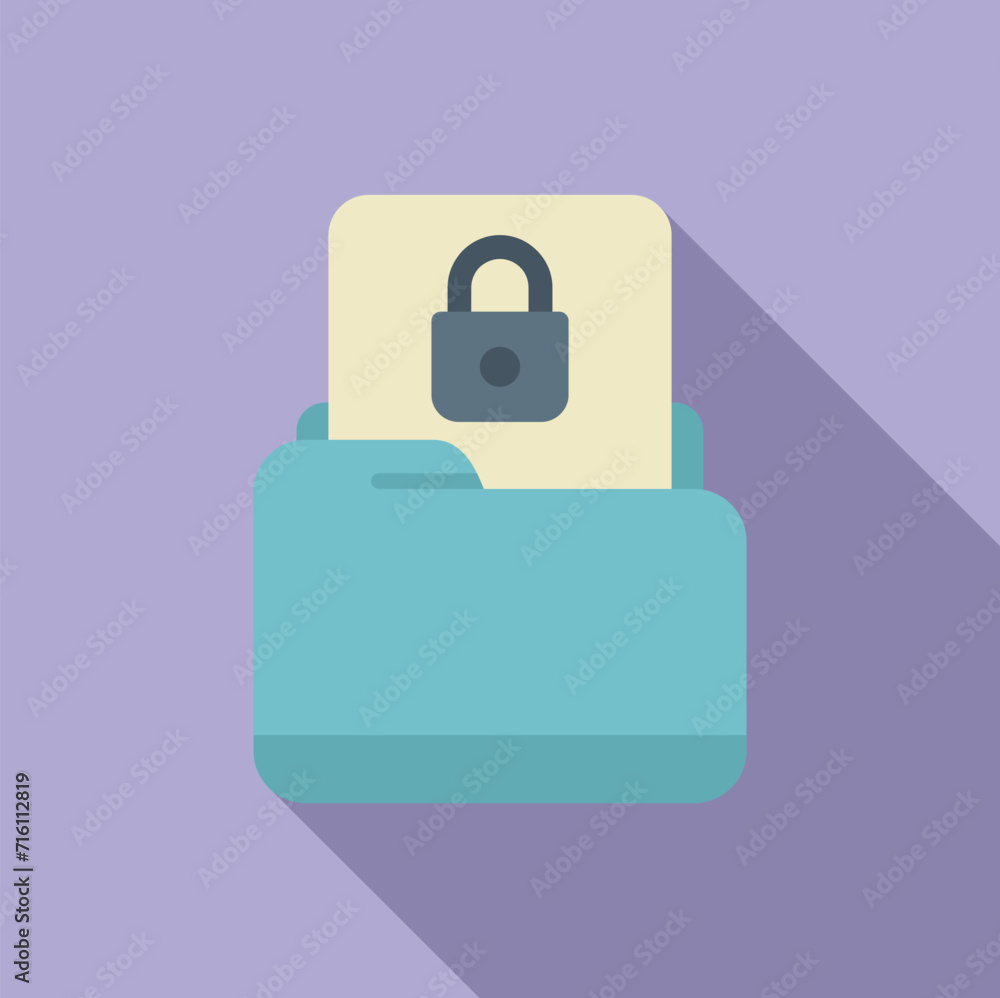 Poster locked access folder icon flat vector. europe data. use private secure