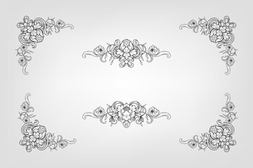 Classical Baroque Filigree Decoration Ornament Vintage Floral Border Style Antique Art Retro