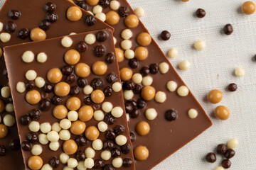 Chocolate topped with chocolate balls