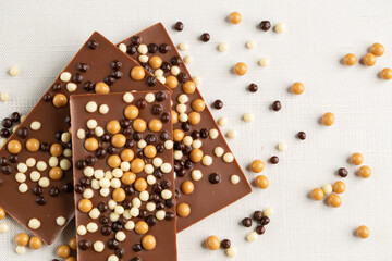 Chocolate topped with chocolate balls