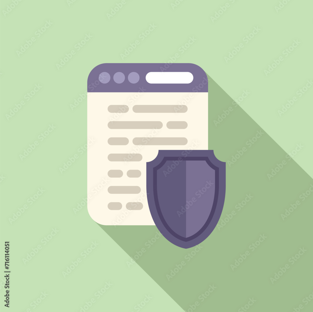 Poster data surf detect icon flat vector. key use private. management rules