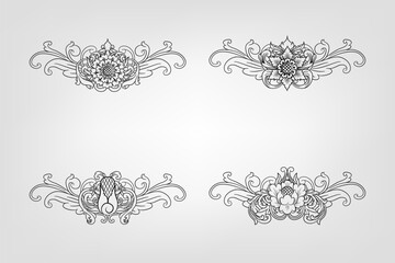 Classical Baroque Filigree Decoration Ornament Vintage Floral Border Style Antique Art Retro