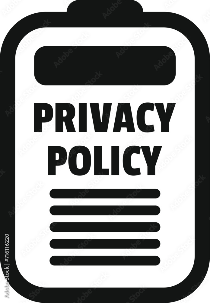 Poster privacy policy use icon simple vector. private online paper. protect rules