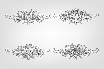 Classical Baroque Filigree Decoration Ornament Vintage Floral Border Style Antique Art Retro