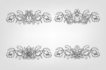 Classical Baroque Filigree Decoration Ornament Vintage Floral Border Style Antique Art Retro