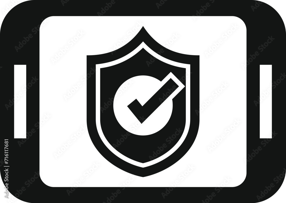 Poster approved secured data icon simple vector. key online paper. rules insurance