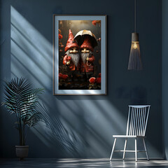interior room Bright and airy with a picture frame, a work of art
