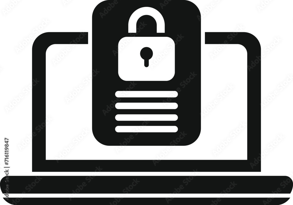Poster laptop privacy data icon simple vector. personal use. document protect