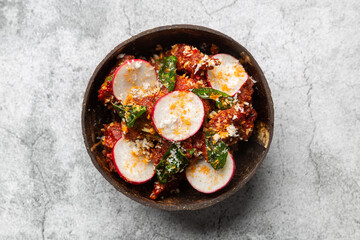 Indian food with radishes