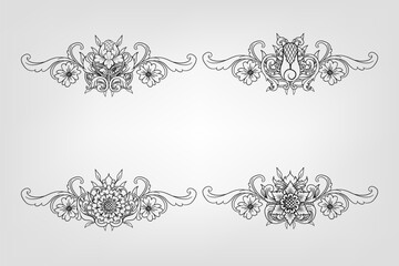 Classical Baroque Filigree Decoration Ornament Vintage Floral Border Style Antique Art Retro