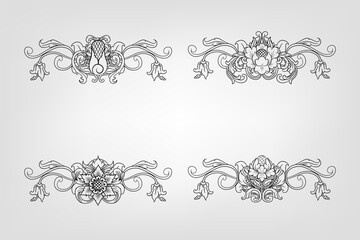 Classical Baroque Filigree Decoration Ornament Vintage Floral Border Style Antique Art Retro