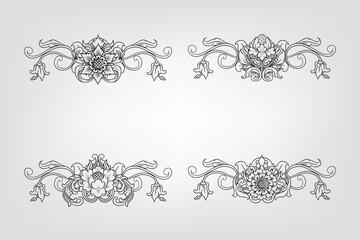 Classical Baroque Filigree Decoration Ornament Vintage Floral Border Style Antique Art Retro