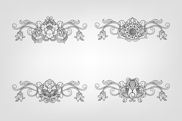Classical Baroque Filigree Decoration Ornament Vintage Floral Border Style Antique Art Retro