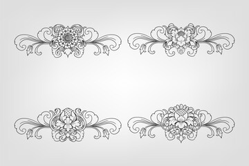 Classical Baroque Filigree Decoration Ornament Vintage Floral Border Style Antique Art Retro