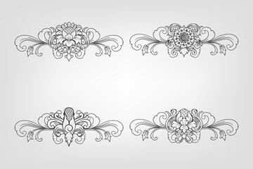 Classical Baroque Filigree Decoration Ornament Vintage Floral Border Style Antique Art Retro