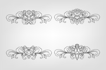 Classical Baroque Filigree Decoration Ornament Vintage Floral Border Style Antique Art Retro