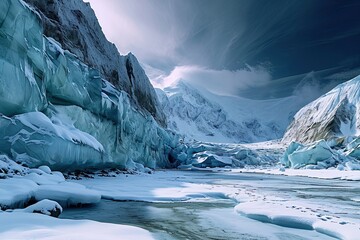 Natural winter glacier