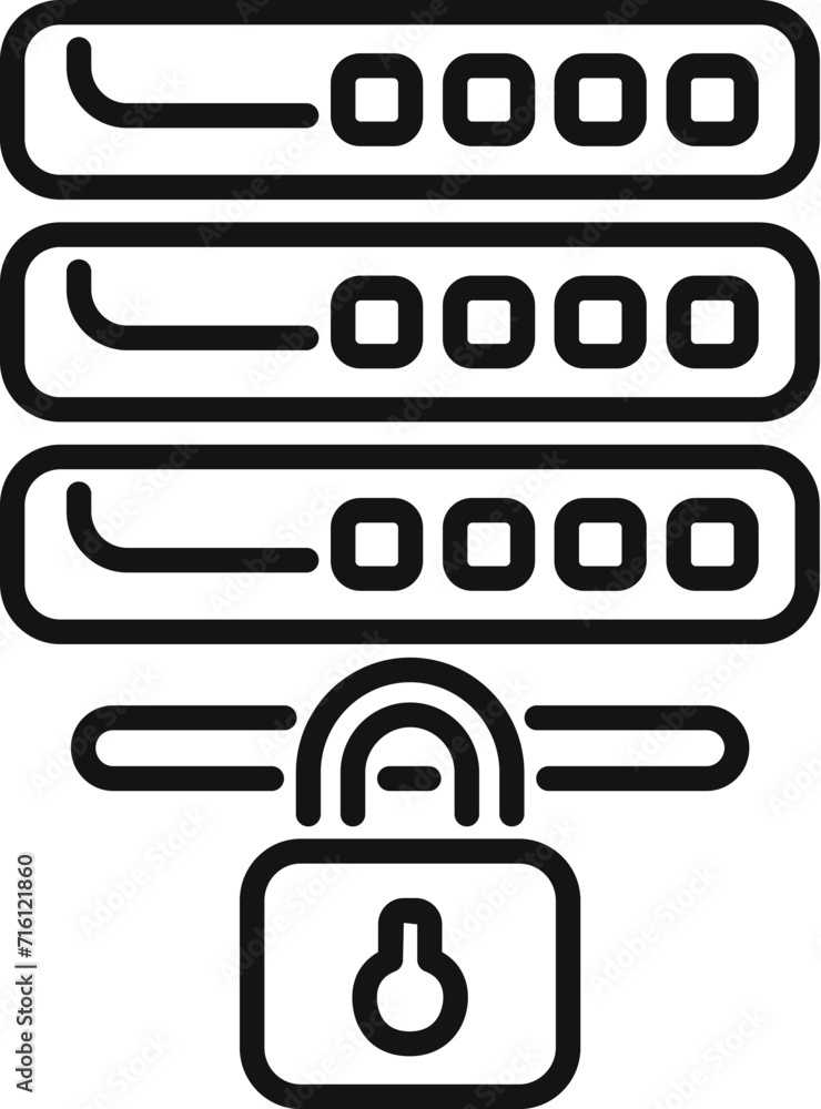 Poster lock server data icon outline vector. privacy policy. legal key process