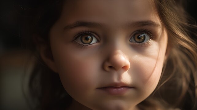 Portrait of a little girl close-up. Shallow depth of field.
