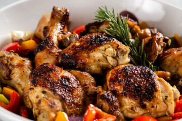 Roasted chicken close up