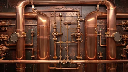 Foto op Plexiglas Intricate Cooper pipes system © Nice Seven