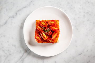 Tomato focaccia from above