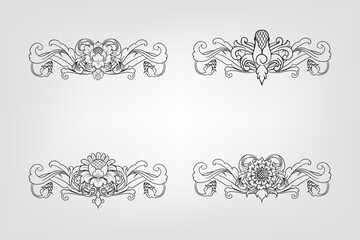 Classical Baroque Filigree Decoration Ornament Vintage Floral Border Style Antique Art Retro