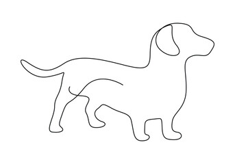 Dachshund dog single continuous one line art vector illustration. Pro vector