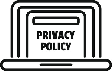 Laptop privacy policy icon outline vector. Protect rules. Company business