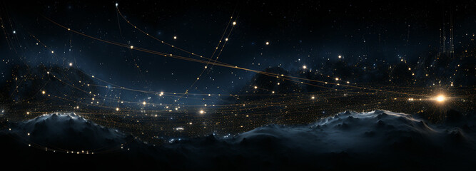 stars with trailing lines, resembling the paths of starships traveling through the galaxy - obrazy, fototapety, plakaty