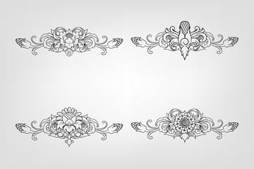 Classical Baroque Filigree Decoration Ornament Vintage Floral Border Style Antique Art Retro