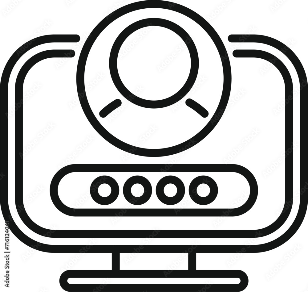Poster password access data icon outline vector. personal computer. procedure document