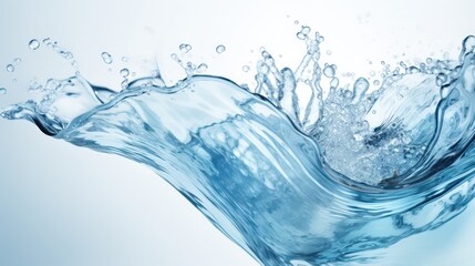 A Close-up of Blue water, spiral, liquid, splash, swirling wave, white isolated background.