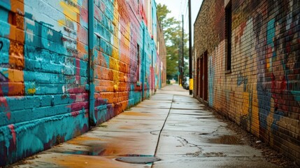 Fototapeta premium A photo of a colorful street mural, highlighting art and creativity in everyday surroundings.