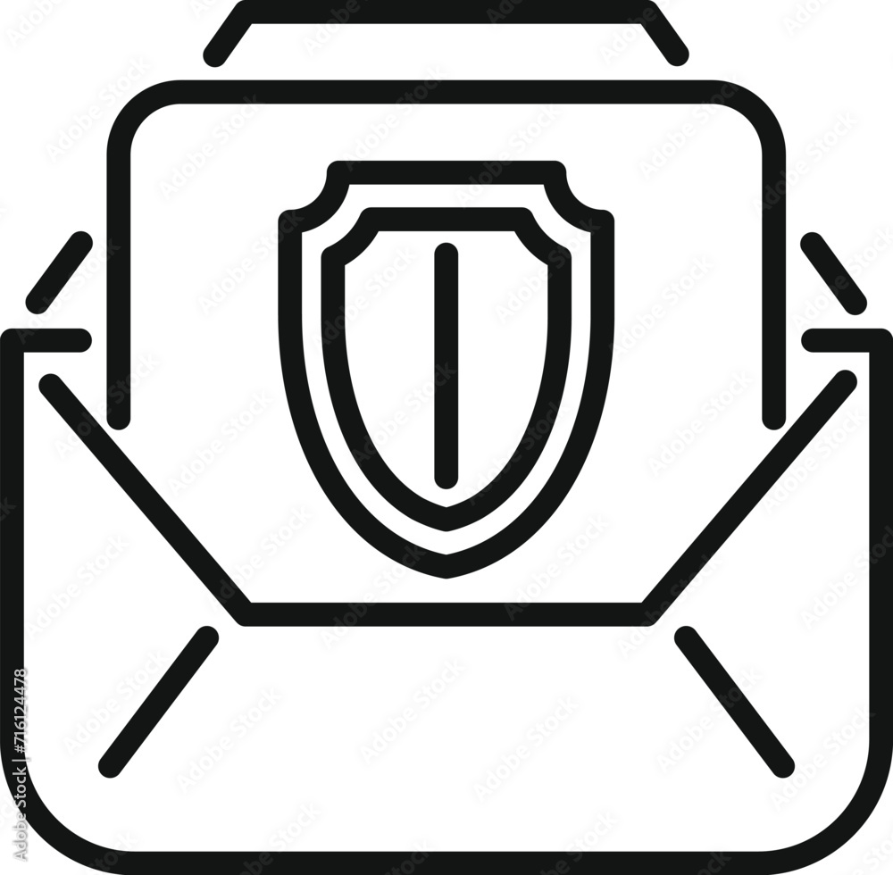 Poster black mail info icon outline vector. data privacy. personal use private