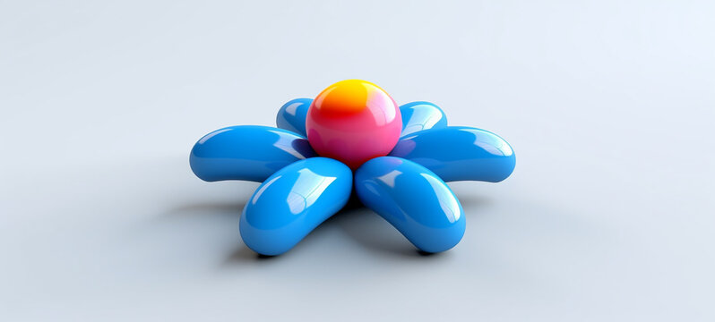Simple Blow-Up Flower: Minimalist Inflatable Rubber Toy for Children, unique blue flower, 3D flower, 3D inflatable flower
