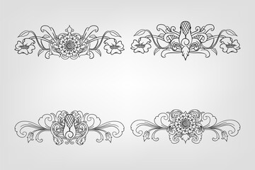 Classical Baroque Filigree Decoration Ornament Vintage Floral Border Style Antique Art Retro