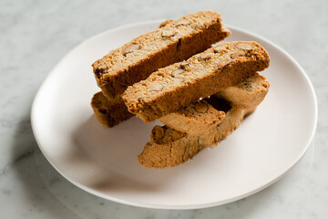Biscottis on a white plate