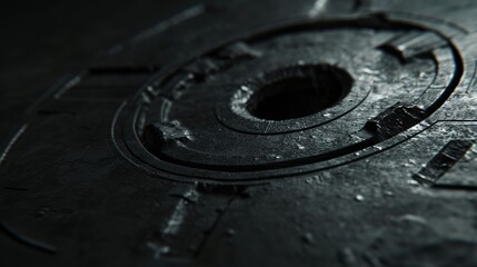 The camera zooms in on a dark ominous symbol etched onto a metal surface hinting at a hidden and...