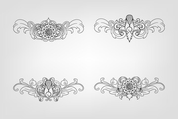 Classical Baroque Filigree Decoration Ornament Vintage Floral Border Style Antique Art Retro