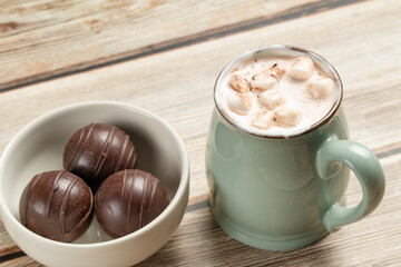 Marshmellows floating in hot chocolate
