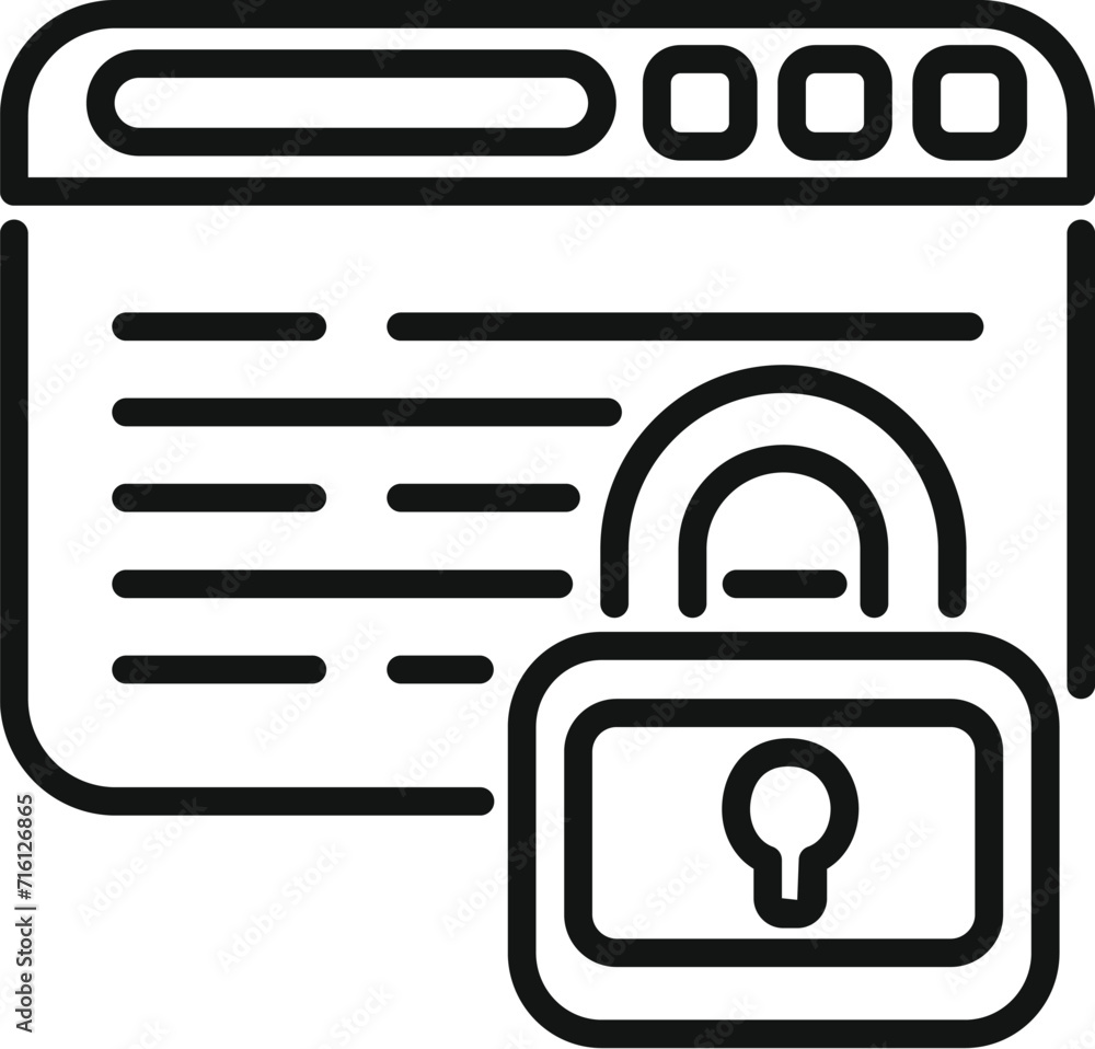 Poster access process icon outline vector. fire laptop private. standard data secure