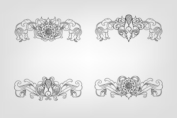 Classical Baroque Filigree Decoration Ornament Vintage Floral Border Style Antique Art Retro