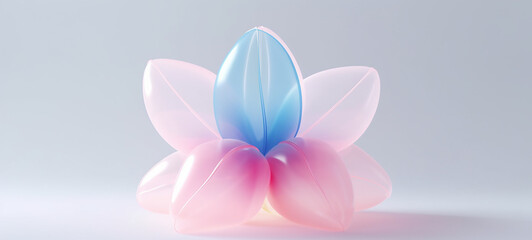 Fototapeta premium Simple Translucent Blow Up Flower: Minimal Inflatable Rubber Toy for Children, Clear Bubbly Flower, Y2k 3D Flower, Blown up Inflatable Flower Ai illustration, Bright Colorful Vinyl Flowers Clear Vinyl