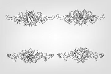 Classical Baroque Filigree Decoration Ornament Vintage Floral Border Style Antique Art Retro