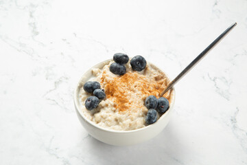 Oatmeal cup with blueberries