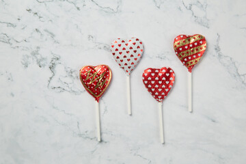 Heart chocolate lollipops