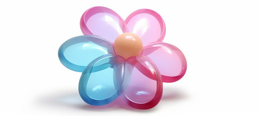 Simple Translucent Blow Up Flower: Minimal Inflatable Rubber Toy for Children, Clear Bubbly Flower, Y2k 3D Flower, Blown up Inflatable Flower Ai illustration, Bright Colorful Vinyl Flowers Clear Vinyl